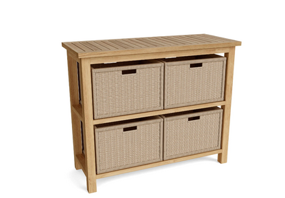 Towel Console w/ Rattan Basket