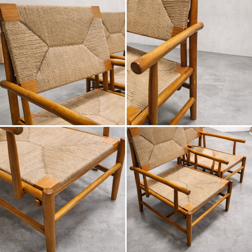 Wooden chair with woven seat and backrest in a room setting